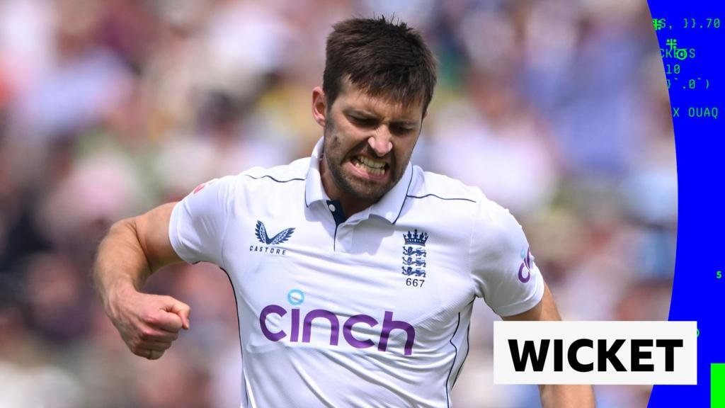 England's Mark Wood celebrates wicket