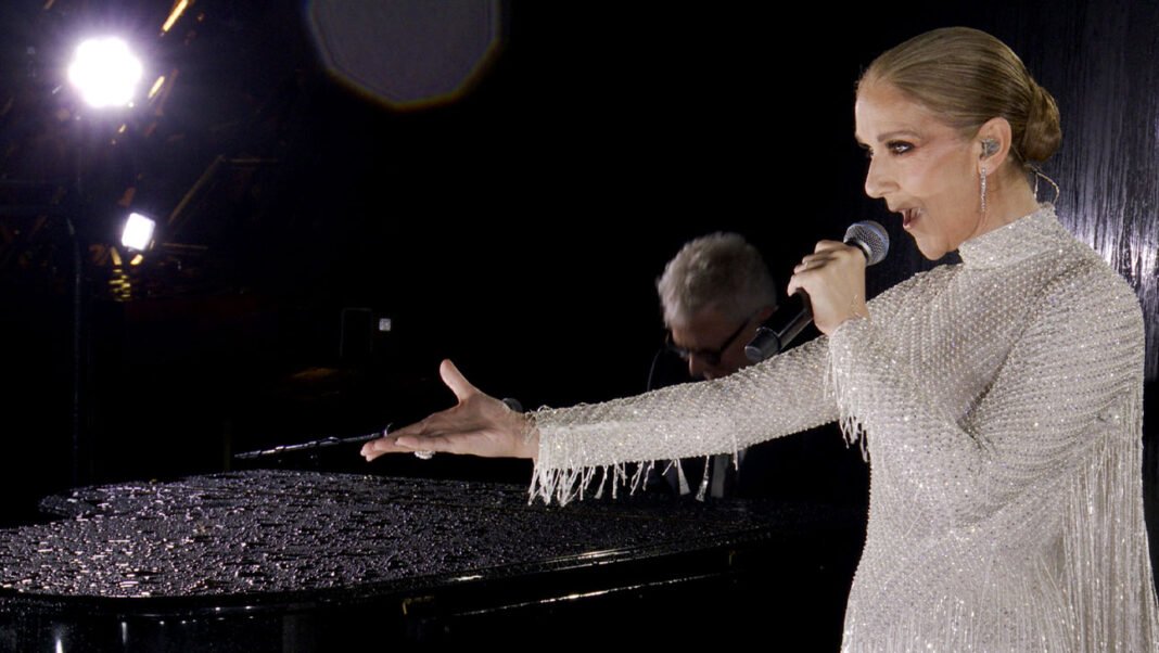 Celine Dion performs at the 2024 Paris Olympics opening ceremony.